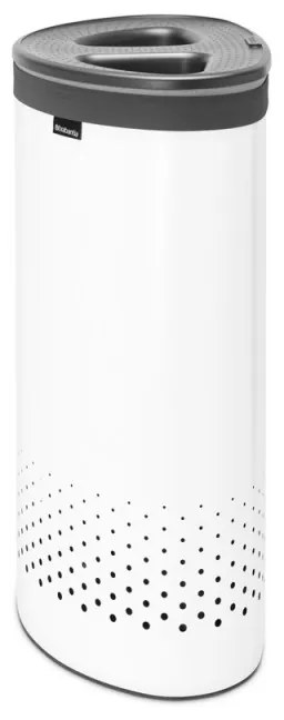 Καλάθι πλυσίματος Brabantia Selector 1003787, 55 l, 2 διαμερίσματα, οπές εξαερισμού, πλήρωση χωρίς άνοιγμα, Λευκό