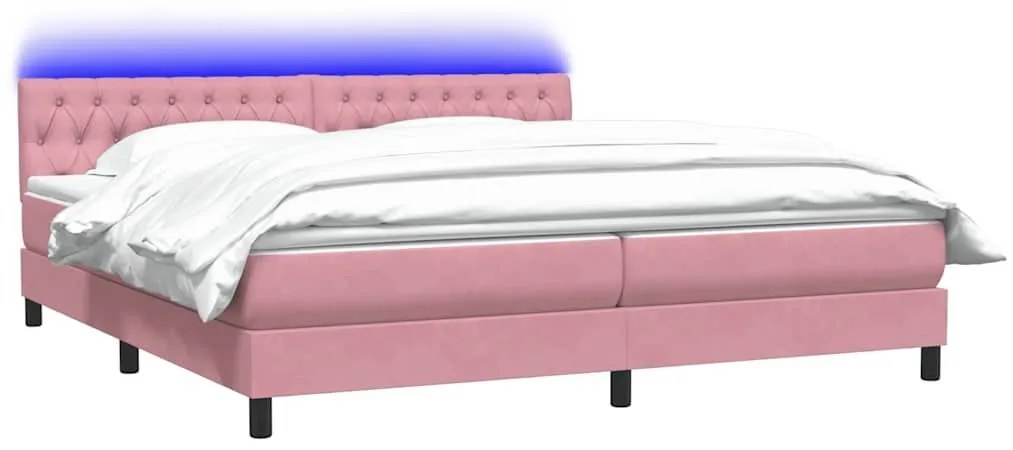 Box Spring κρεβάτι με στρώμα ροζ 180x220 cm Βελούδινο - Ροζ