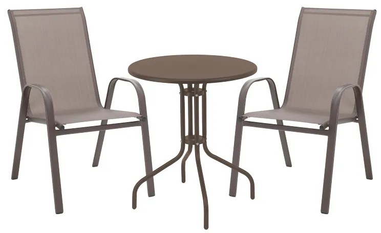Intrahome Τραπεζαρία Vergo-Calan Intrahome σετ 3τεμ καφέ μέταλλο Φ60x70εκ | SKU: INTRAPA-241111258