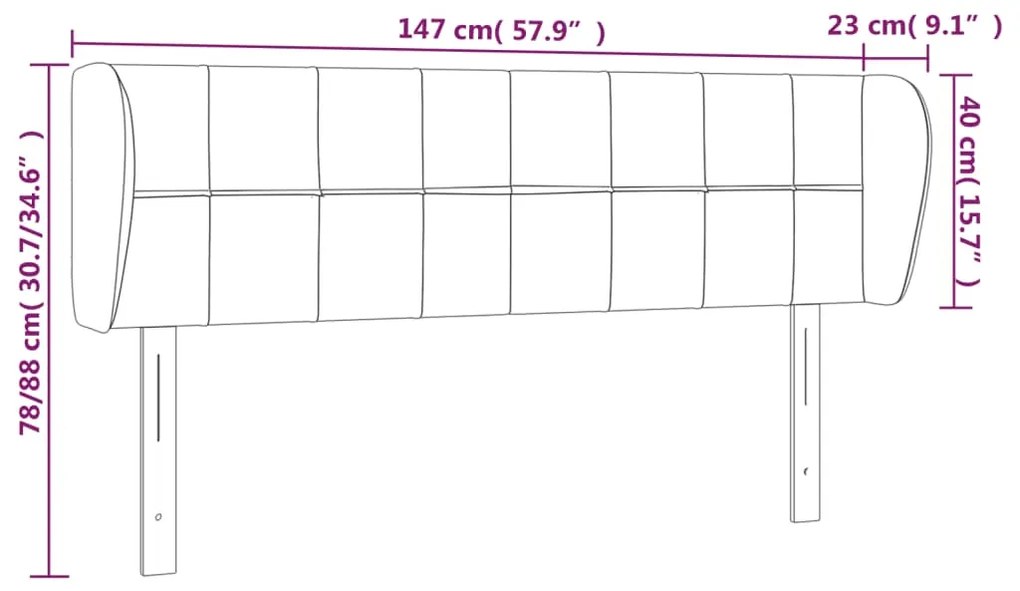 Κεφαλάρι με Πτερύγια Σκούρο Μπλε 147x23x78/88 εκ. Βελούδινο 3117196