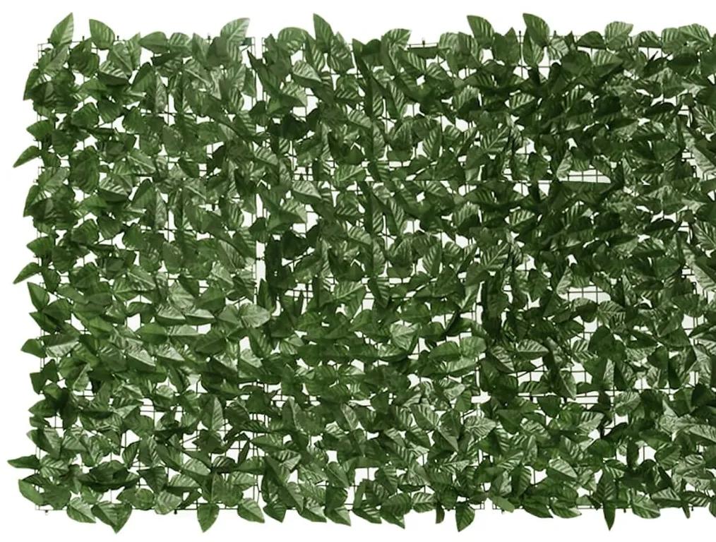 vidaXL Διαχωριστικό Βεράντας με Φύλλα Σκούρο Πράσινο 400x100 εκ. HDPE