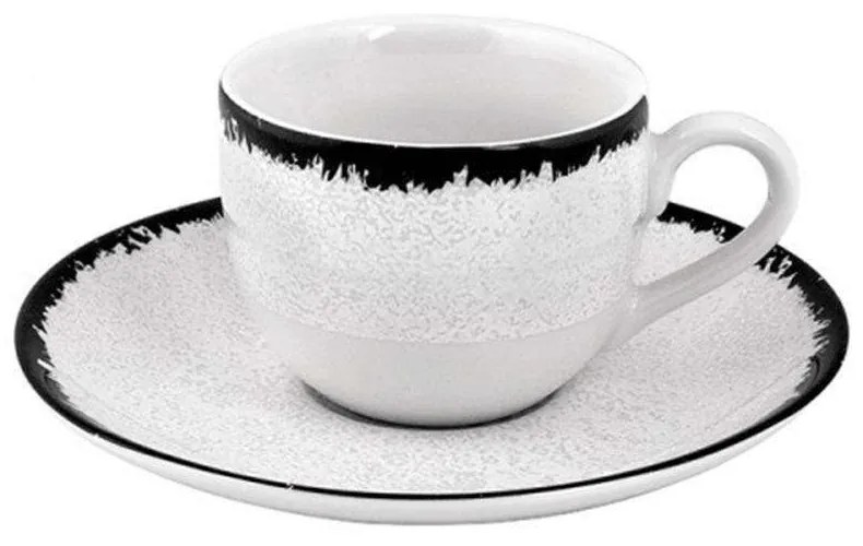 Φλυτζάνι Καφέ Με Πιατάκι (Σετ 6Τμχ) PR182746310 90ml White-Black Oriana Ferelli® Porcelain