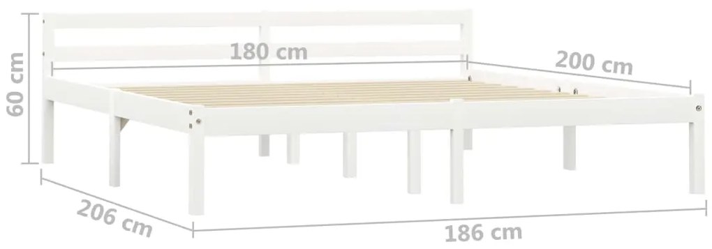 Πλαίσιο Κρεβατιού Λευκό 180 x 200 εκ. από Μασίφ Ξύλο Πεύκου - Λευκό