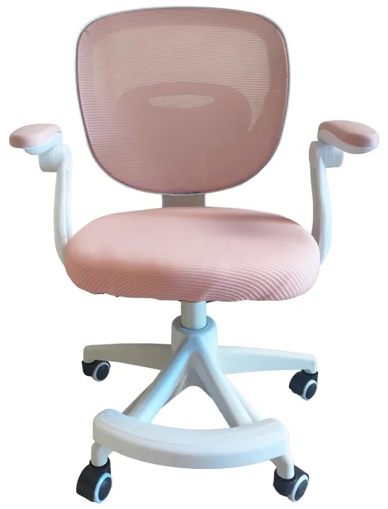 Καρέκλα γραφείου παδική Bernu pakoworld ύφασμα mesh σε ροζ απόχρωση 47x56x80-90εκ