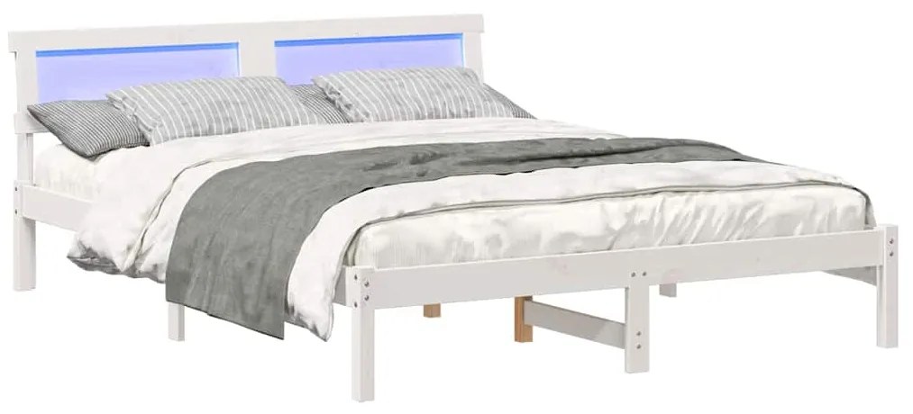 vidaXL Σκελετός Κρεβατιού Λευκό 160 x 200 cm Μασίφ ξύλο πεύκου