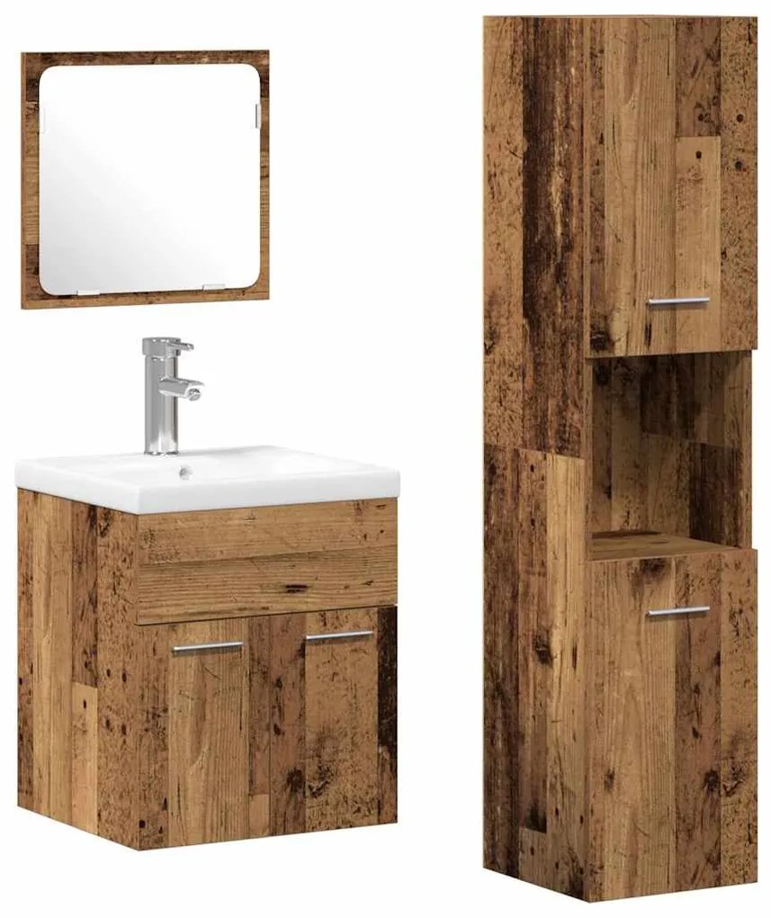 vidaXL Σετ Επίπλων Μπάνιου με πόρτα 4 pcs Παλιό Ξύλο 41 x 38.5 x 46 cm
