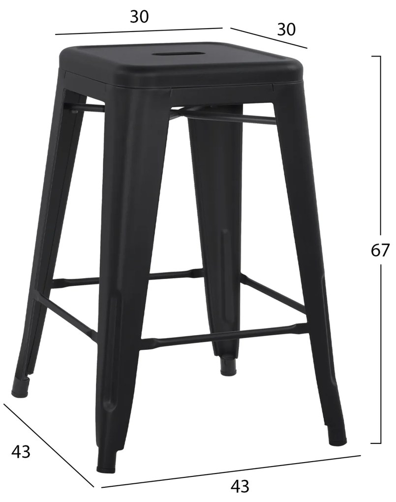 ΣΚΑΜΠΟ ΜΕΣΑΙΟΥ ΥΨΟΥΣ ΜΕΤΑΛΛΙΚΟ MELITA-PRO HM8573.42 ΜΑΥΡΟ ΜΑΤ 43x43x67Υεκ. (1 Τεμμάχια)