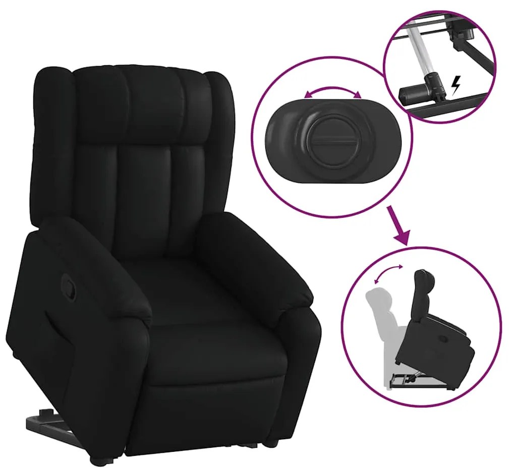 vidaXL Πολυθρόνα Μασάζ Ανακλινόμενη με Ανύψωση Μαύρη Συνθ. Δέρμα