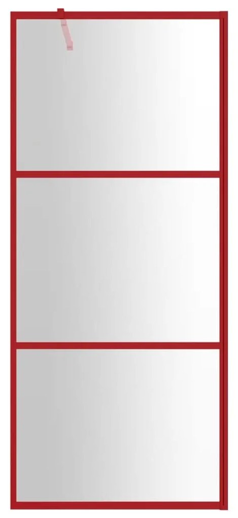 vidaXL Διαχωριστικό Ντουζιέρας Κόκκινο 90 x 195 εκ. Διαφανές Γυαλί ESG