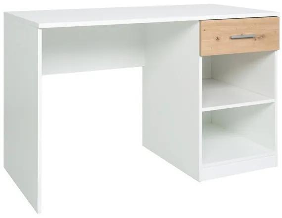 Τραπέζι γραφείου Boston 426, Με συρτάρια, Αριθμός συρταριών: 1, 76x120x59cm, 37 kg, Άσπρο, Artisan βελανιδιά | Epipla1.gr