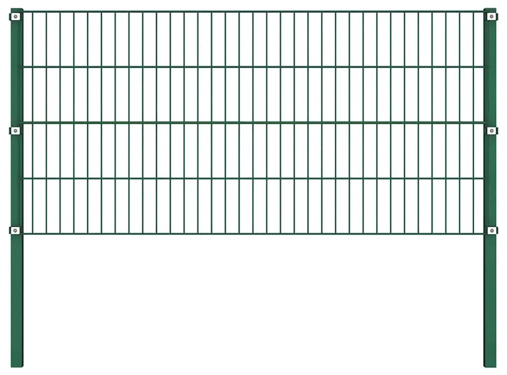 vidaXL Πάνελ Περίφραξης με Στύλους Σιδερένιο Πράσινο 522 x 80 εκ.