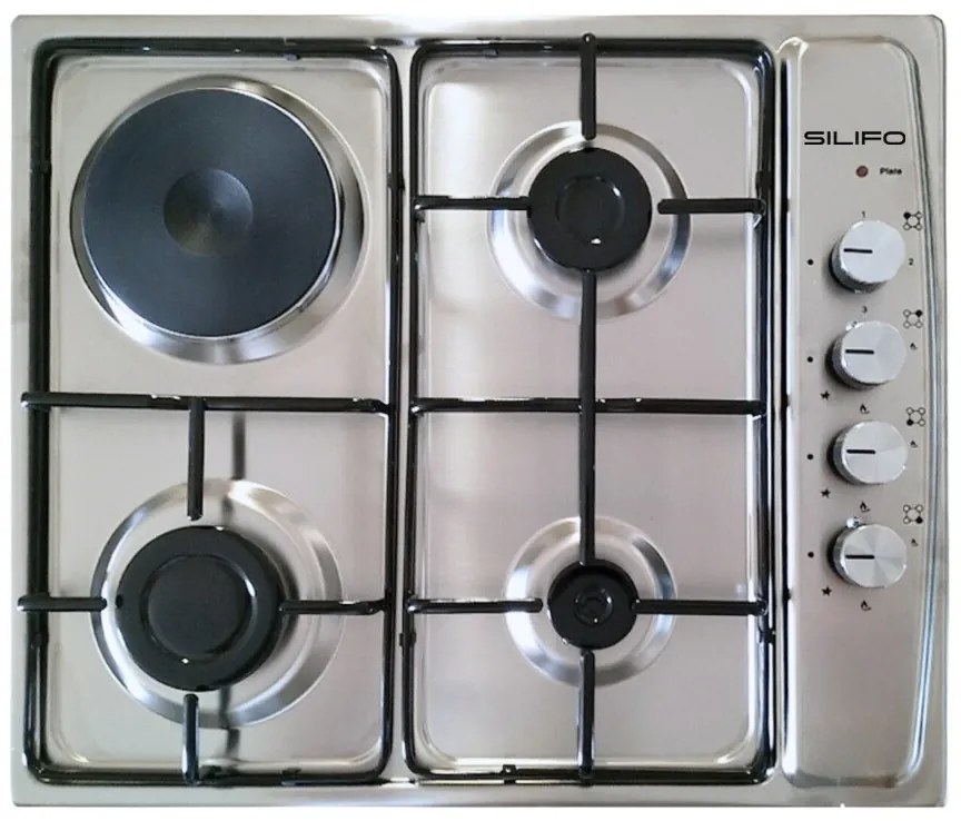 Silifo Εστία Μικτή Sf6100 Inox (3 Υγραερίου + 1 Ηλεκτρικό) (4 Έτη Εγγύηση Ελληνικής Αντιπροσωπείας)