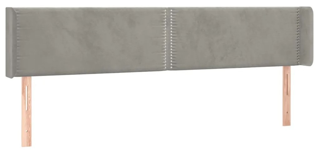 Κεφαλάρι με Πτερύγια Ανοιχτό Γκρι 183x16x78/88 εκ. Βελούδινο 3118688