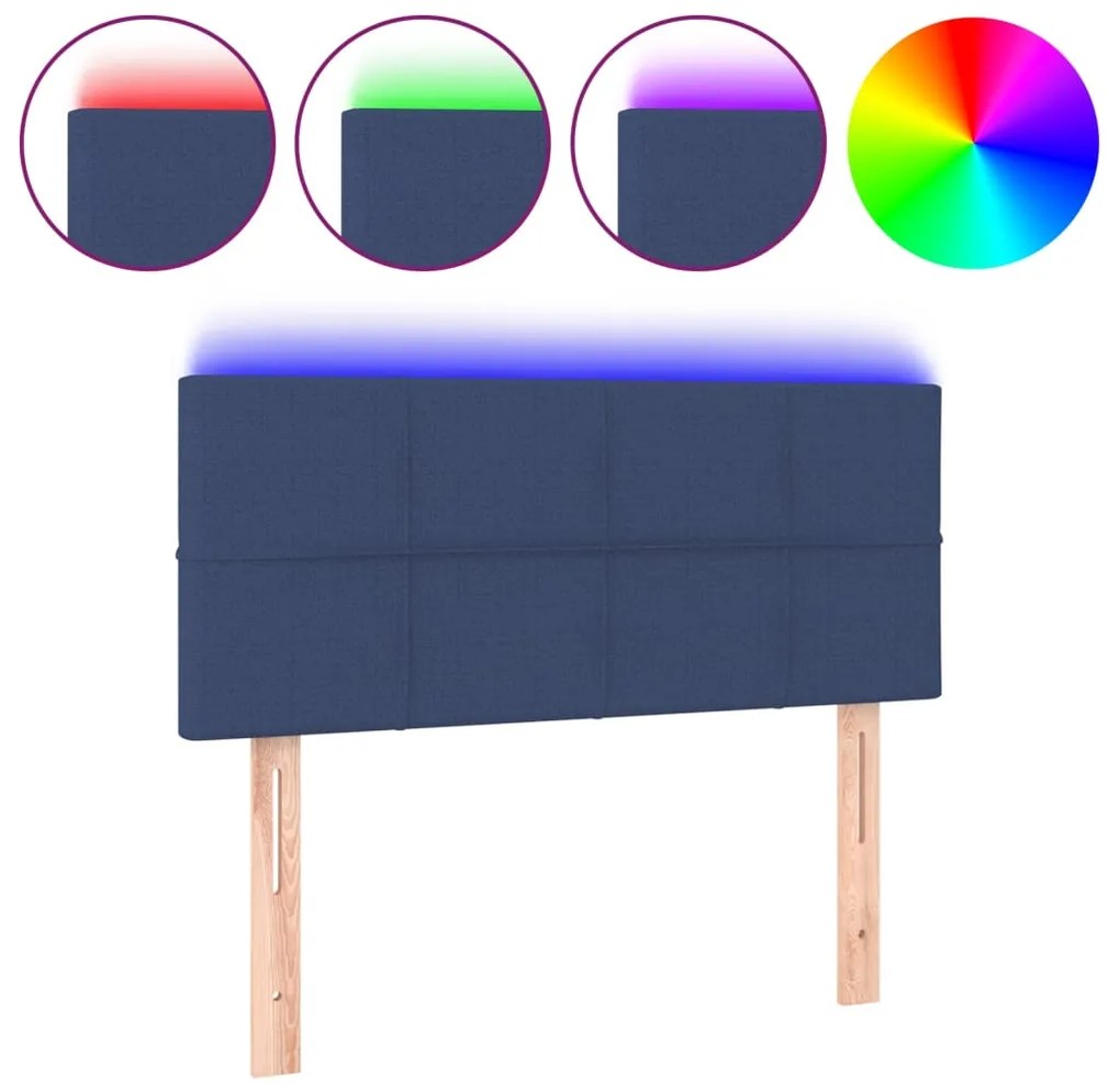 vidaXL Κεφαλάρι Κρεβατιού LED Μπλε 100x5x78/88 εκ. Υφασμάτινο