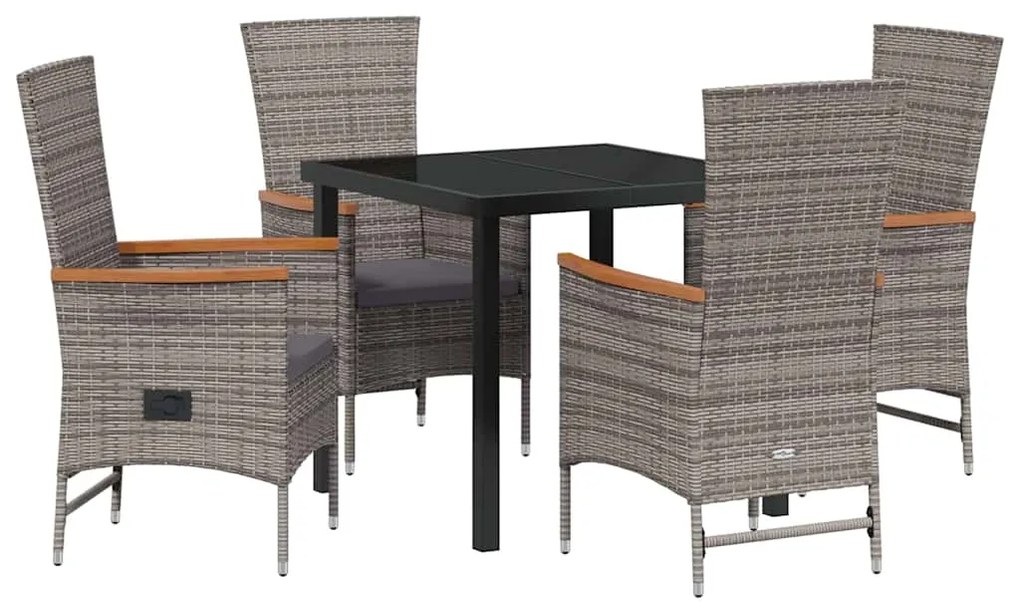 vidaXL Σέτ φαγητού για κήπο 5 pcs Γκρι Χάλυβας με επίστρωση πούδρας