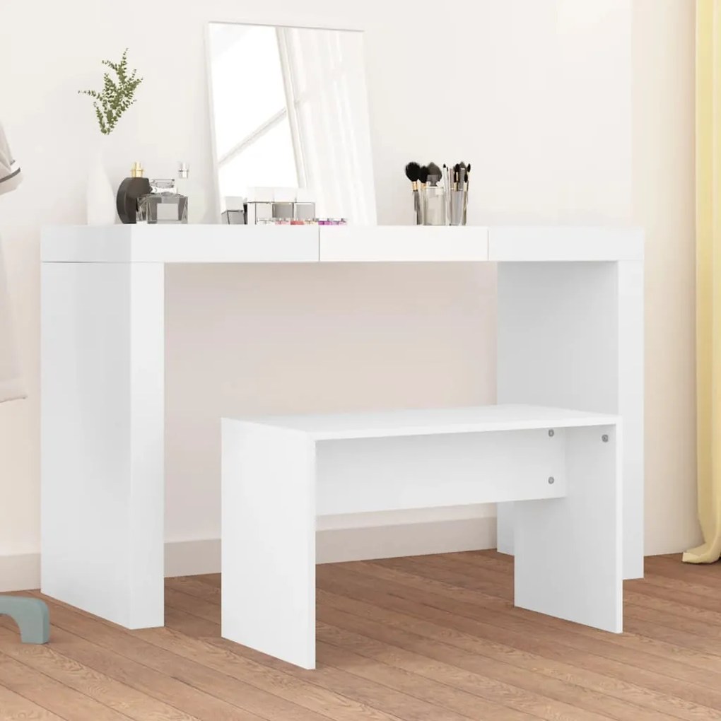 vidaXL Σκαμπό Μπουντουάρ Λευκό 70 x 35 x 45 εκ. Επεξ. Ξύλο