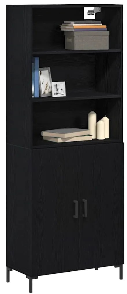 vidaXL Highboard 2 pcs Μαύρη δρυς 70 x 34 x 180 εκ. Επεξεργασμένο ξύλο