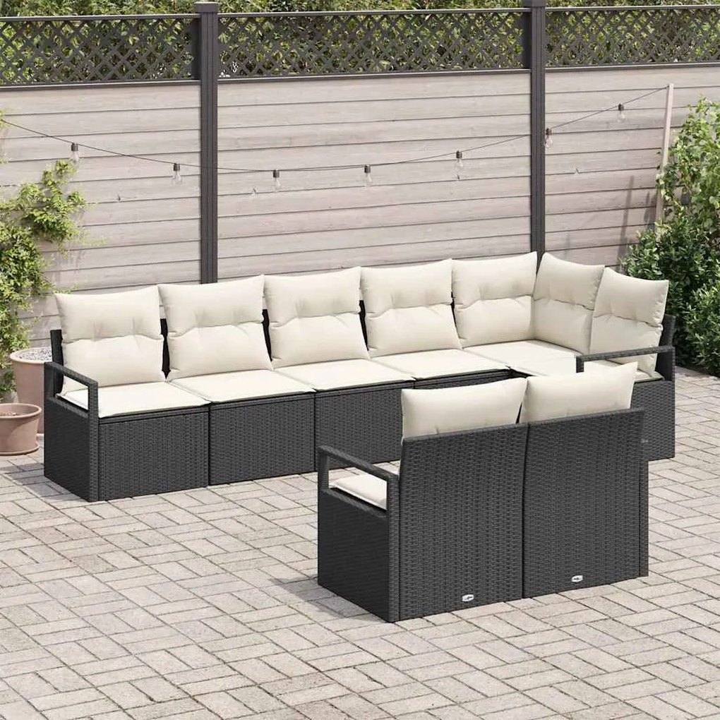 vidaXL Σετ Καναπέ Κήπου 8 pcs Μαύρο Πολυ ράταν