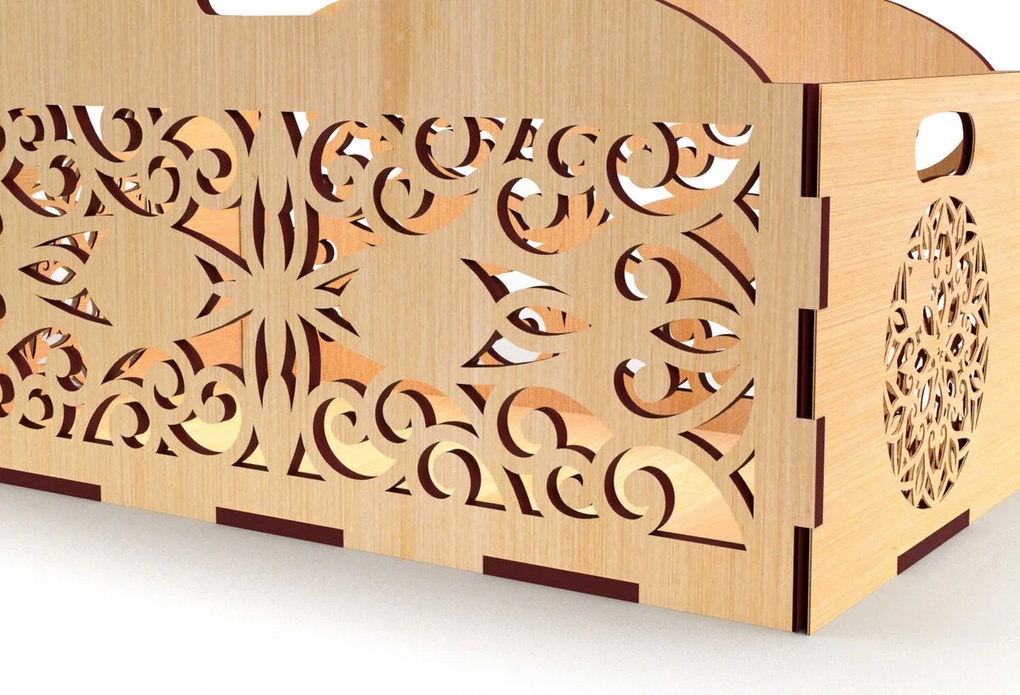 Σετ των 2 Intra απο ξύλο plywood  Χρώμα wenge 3mm-4mm πάχος - Διακοσμητικό κουτί δώρου Δίσκος κοπής με λέιζερ Δίασταση 15x15 cm INTRAFABR-92332072