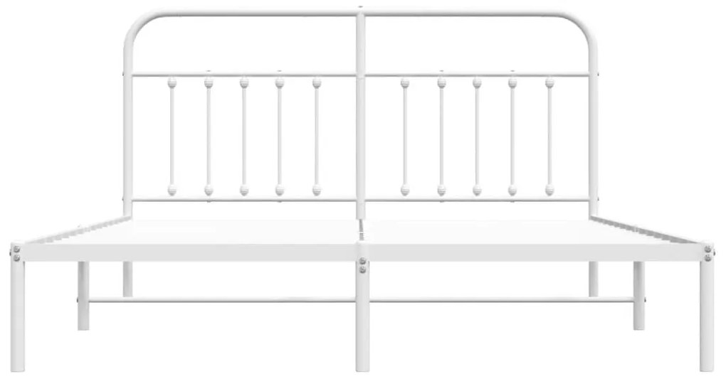 Πλαίσιο Κρεβατιού με Κεφαλάρι Λευκό 183 x 213 εκ. Μεταλλικό - Λευκό