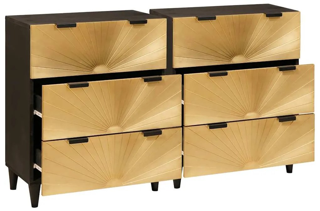 vidaXL Πλαϊνό γραφείο 2 pcs Μαύρο και Χρυσό 60 x 33 x 75 cm