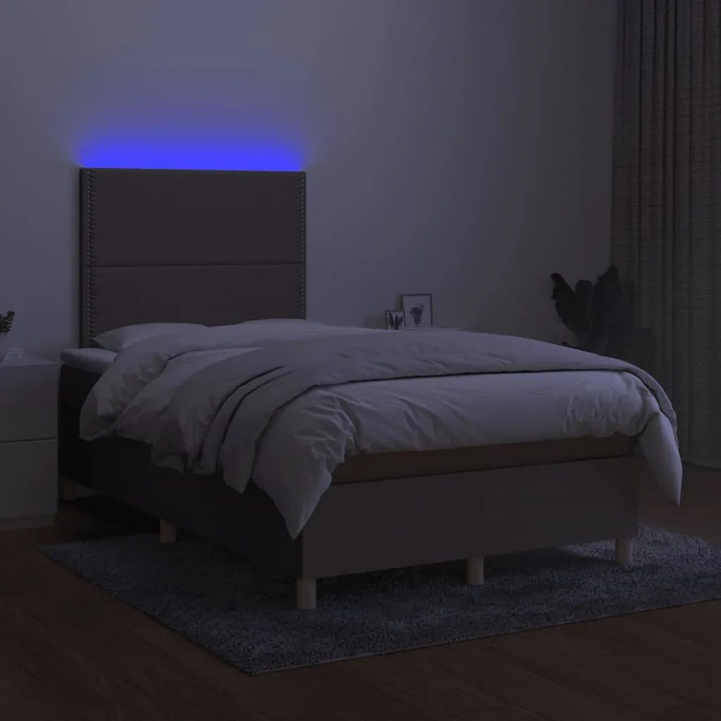 ΚΡΕΒΑΤΙ BOXSPRING ΜΕ ΣΤΡΩΜΑ &amp; LED TAUPE 120X190 ΕΚ. ΥΦΑΣΜΑΤΙΝΟ 3270243