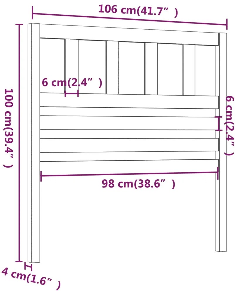 vidaXL Κεφαλάρι κρεβατιού Καφέ 106x4x100 εκ. από Μασίφ Ξύλο Πεύκου