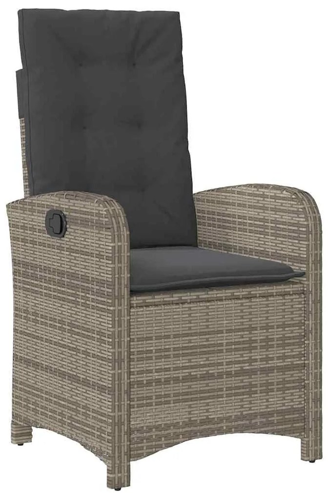 vidaXL Σέτ φαγητού για κήπο με μαξιλάρι 5 pcs Γκρι συνθετικό ρατάν