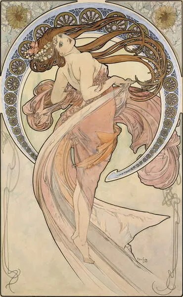Mucha, Alphonse Marie - Εκτύπωση έργου τέχνης La Danse, 1898, (24.6 x 40 cm)