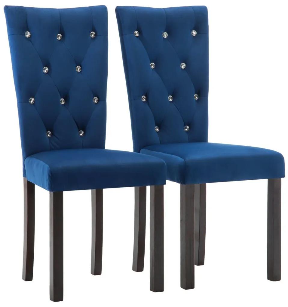 Καρέκλες Τραπεζαρίας 2 τεμ. Σκούρο Μπλε Βελούδινες - Μπλε