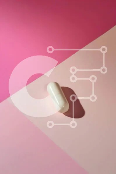 Intra Συλλεκτικό Ξύλινο Παζλ Plywood  4mm - Λευκό χάπι σε πορτοκαλί και ροζ φόντο Σε Ξύλινο Κουτί - Διαστάσεις Puzzle: 10x10 cm – 25 κομμάτια