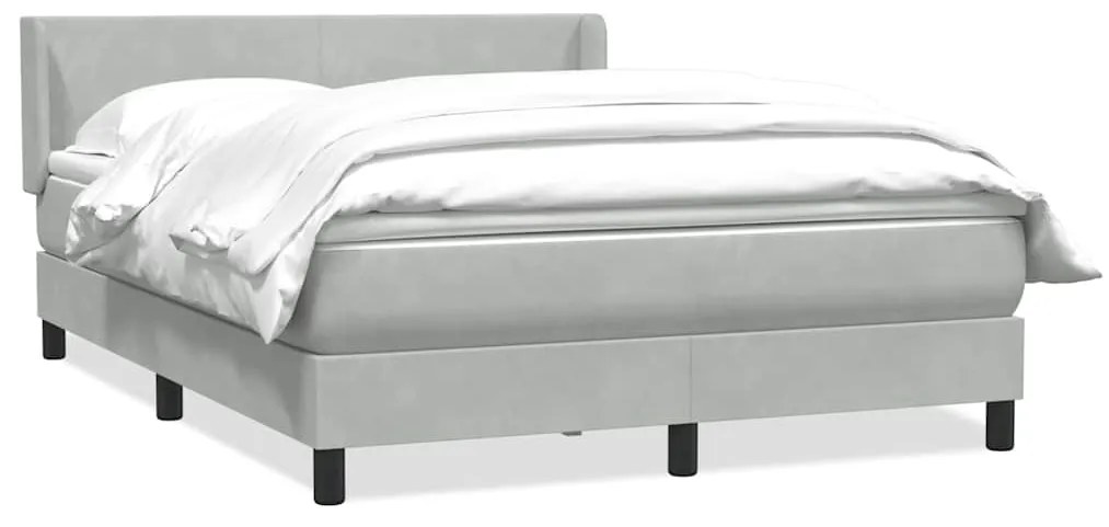 vidaXL Κρεβάτι Boxspring με Στρώμα Ανοιχτό Γκρι 140x220 εκ. Βελούδινο