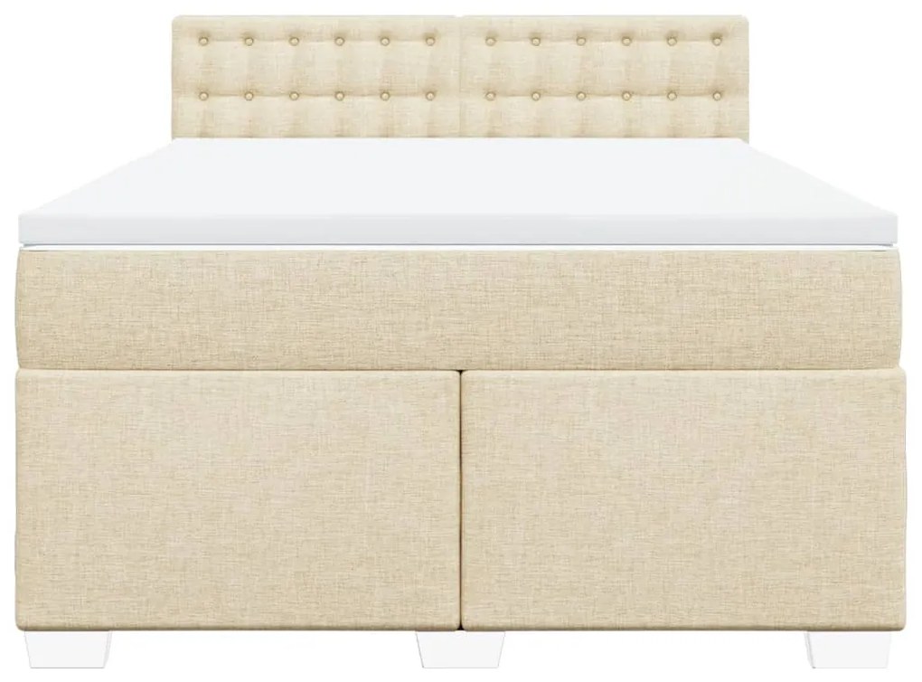 vidaXL Κρεβάτι Boxspring με Στρώμα Κρεμ 140x190 εκ. Υφασμάτινο