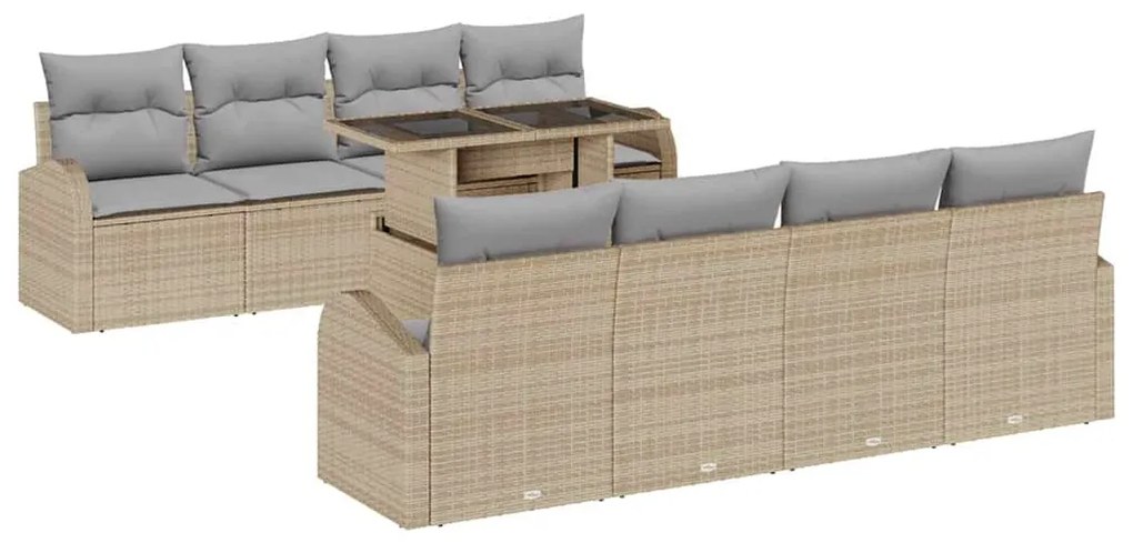 vidaXL Σετ Καναπέ Κήπου με μαξιλάρι 7 pcs Μπεζ Πολυ ράταν