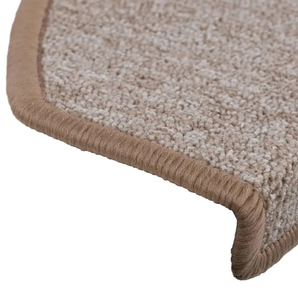 vidaXL Πατάκια Σκαλιών 10 τεμ. Ανοιχτό Καφέ Ημίστρογγυλά Μεγάλα 65x24x4 εκ.