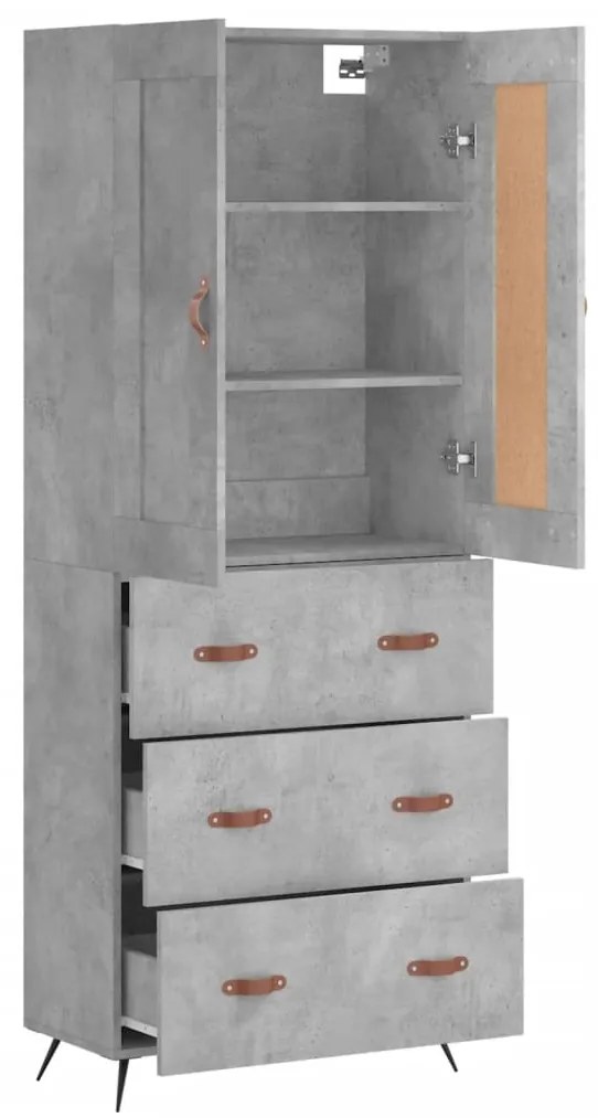vidaXL Ντουλάπι Γκρι Σκυροδέματος 69,5x34x180 εκ. Επεξεργασμένο Ξύλο