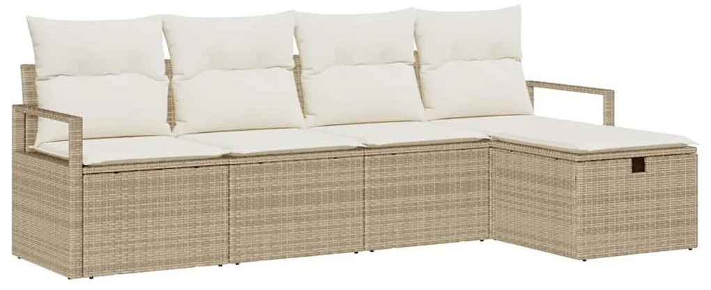 vidaXL Σετ Καναπέ με μαξιλάρι 5 pcs Μπεζ και Κρέμα συνθετικό ρατάν