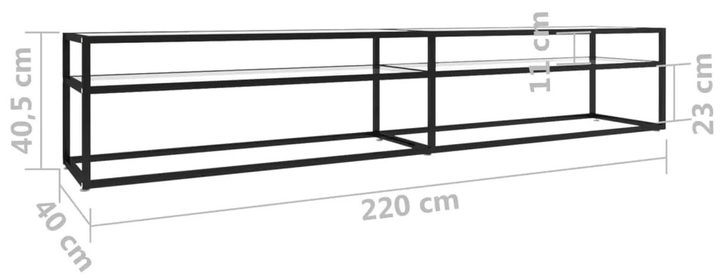 vidaXL Έπιπλο Τηλεόρασης Διαφανές 220 x 40 x 40,5 εκ. από Ψημένο Γυαλί