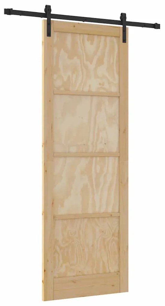 vidaXL Συρόμενη Πόρτα Καφέ 83 x 232 εκ. Στερεά ξυλεία πεύκου