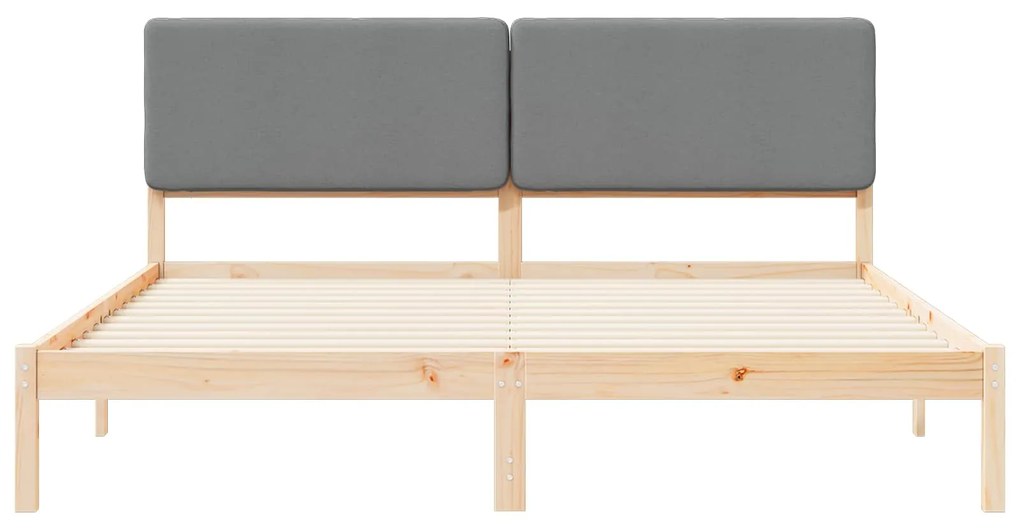vidaXL Σκελετός Κρεβατιού με Επενδεδυμένο Κεφαλάρι Ανοιχτό γκρι