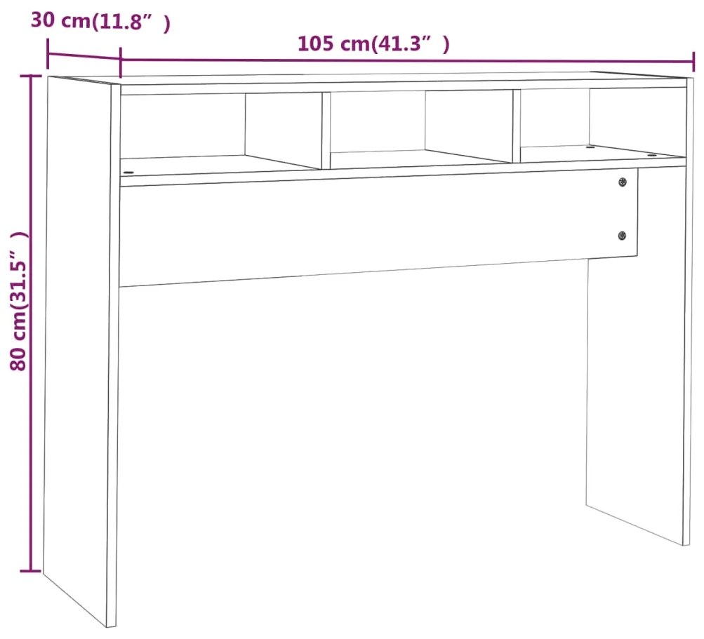 Τραπεζάκι Κονσόλα Sonoma Δρυς 105 x 30 x 80 εκ. από Επεξ. Ξύλο 808308