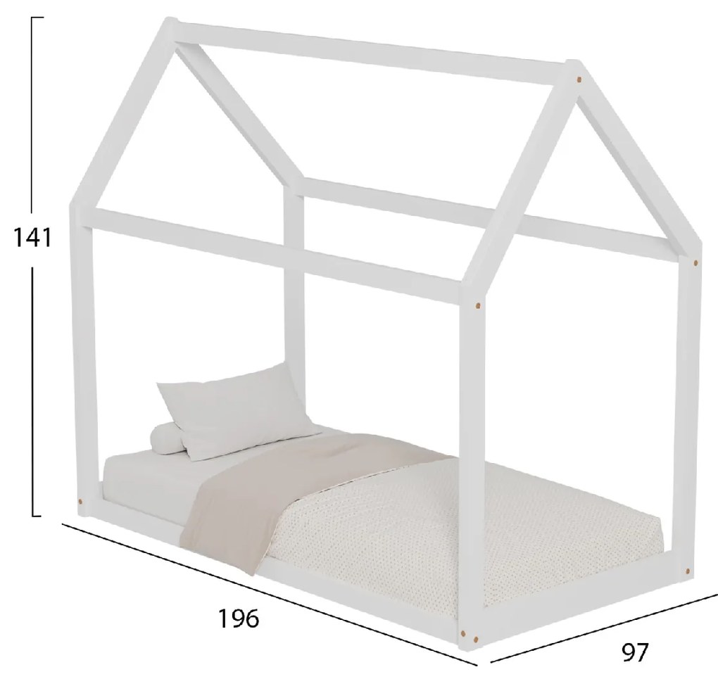 ΚΡΕΒΑΤΙ ΠΑΙΔΙΚΟ PEPE HM677.03 τ.MONTESSORI ΞΥΛΟ ΠΕΥΚΟ ΛΕΥΚΟ- 190x90εκ