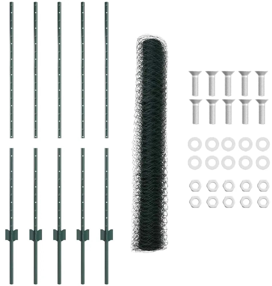 vidaXL Τεντώτο με στήριγμα Πράσινο 1,2 x 10 m Χάλυβας και PVC