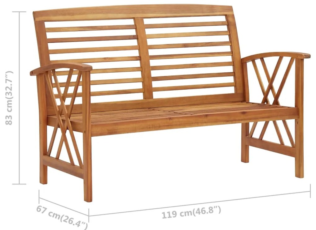 vidaXL Παγκάκι Κήπου 119 εκ. από Μασίφ Ξύλο Ακακίας