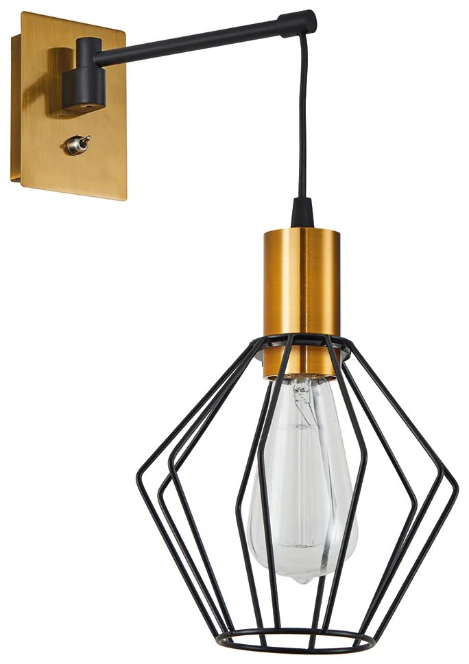 Φωτιστικό Τοίχου - Απλίκα SE21-GM-9-GR1 ADEPT WALL LAMP Gold Matt and Black Metal Wall Lamp Black Metal Grid+ - 77-8357 - 51W - 100W - 77-8357