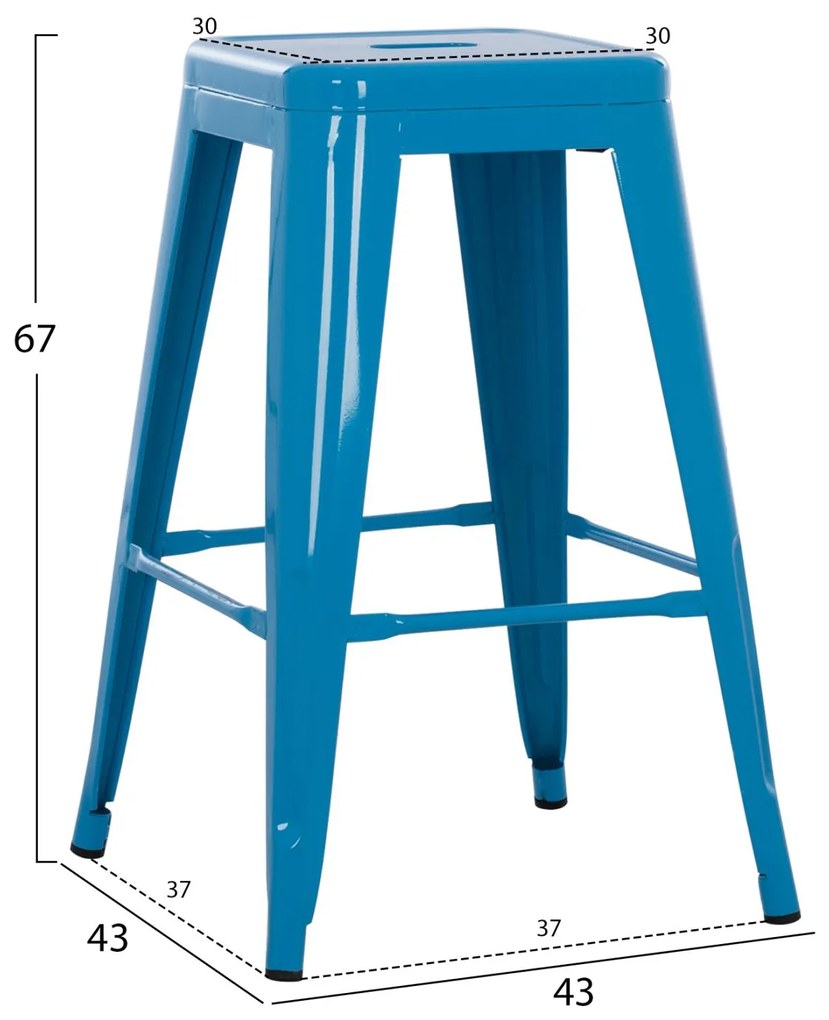Σκαμπό Μπαρ MELITA-PRO C8573.48 Μεσαίου ύψους Μέταλλο Mπλέ 43x43x67Υ εκ. 43x43x67 εκ.