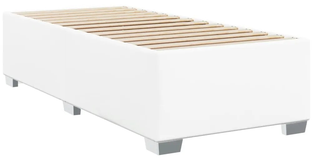 vidaXL Κρεβάτι Boxspring με Στρώμα Λευκό 90x200εκ. από Συνθετικό Δέρμα
