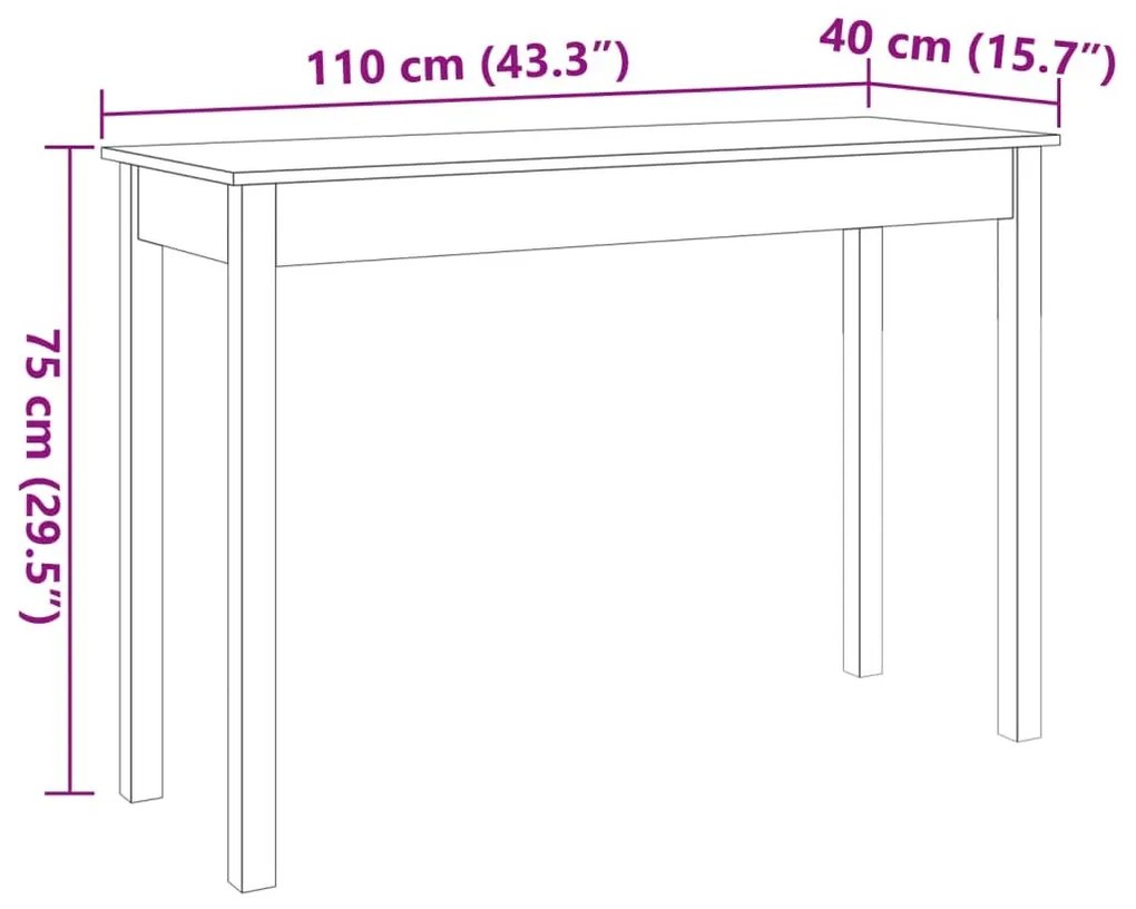 Τραπέζι κονσόλα Καφέ Κεριού 110x40x75 εκ. Μασίφ Ξύλο Πεύκου - Καφέ