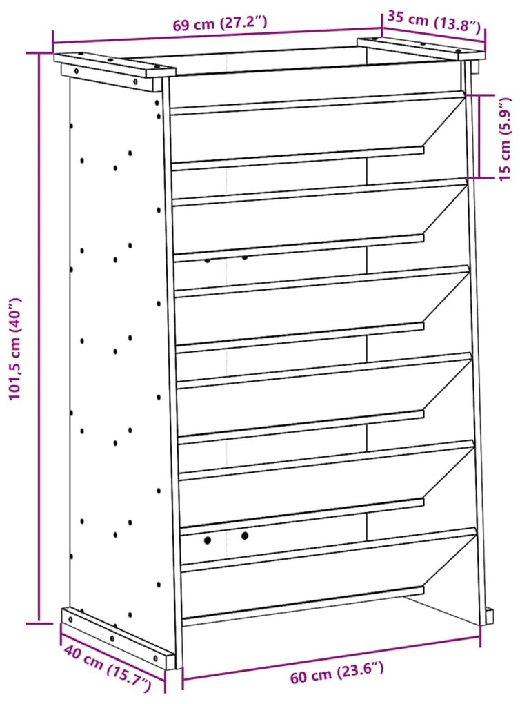 Ζαρντινιέρα Βοτάνων 6 Επιπ. Καφέ 69x40x101,5 εκ. Μασίφ Πεύκο - Καφέ