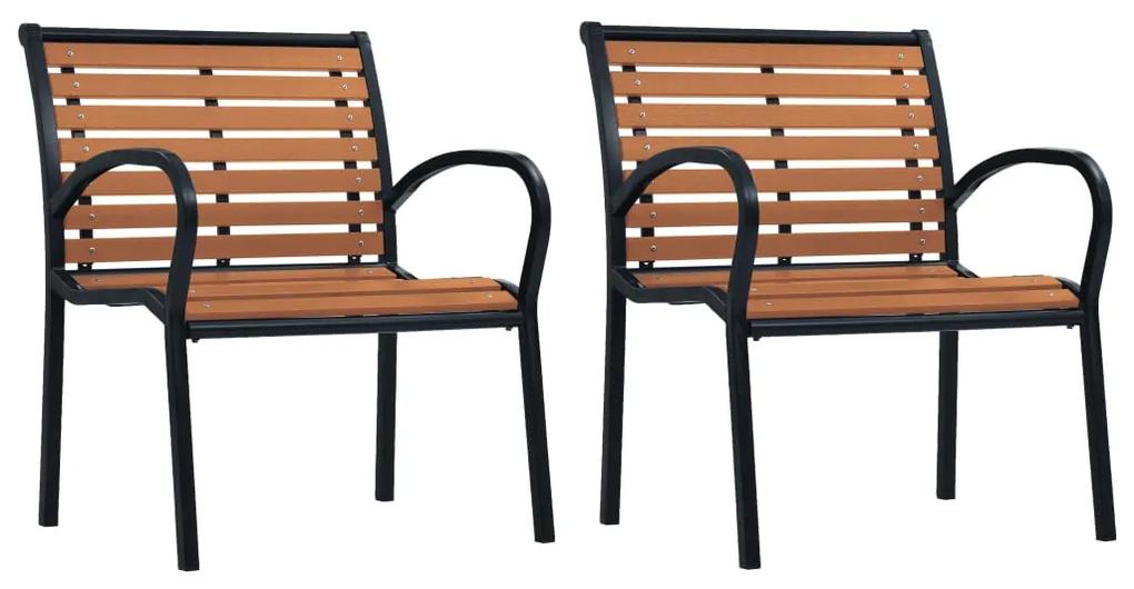 vidaXL Καρέκλες Κήπου 2 τεμ. Μαύρο / Καφέ από Ατσάλι / WPC